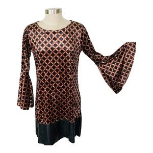 Adele Altman Boho/Hippie Style Bell Sleeves Stretch Velvet Dress Women M